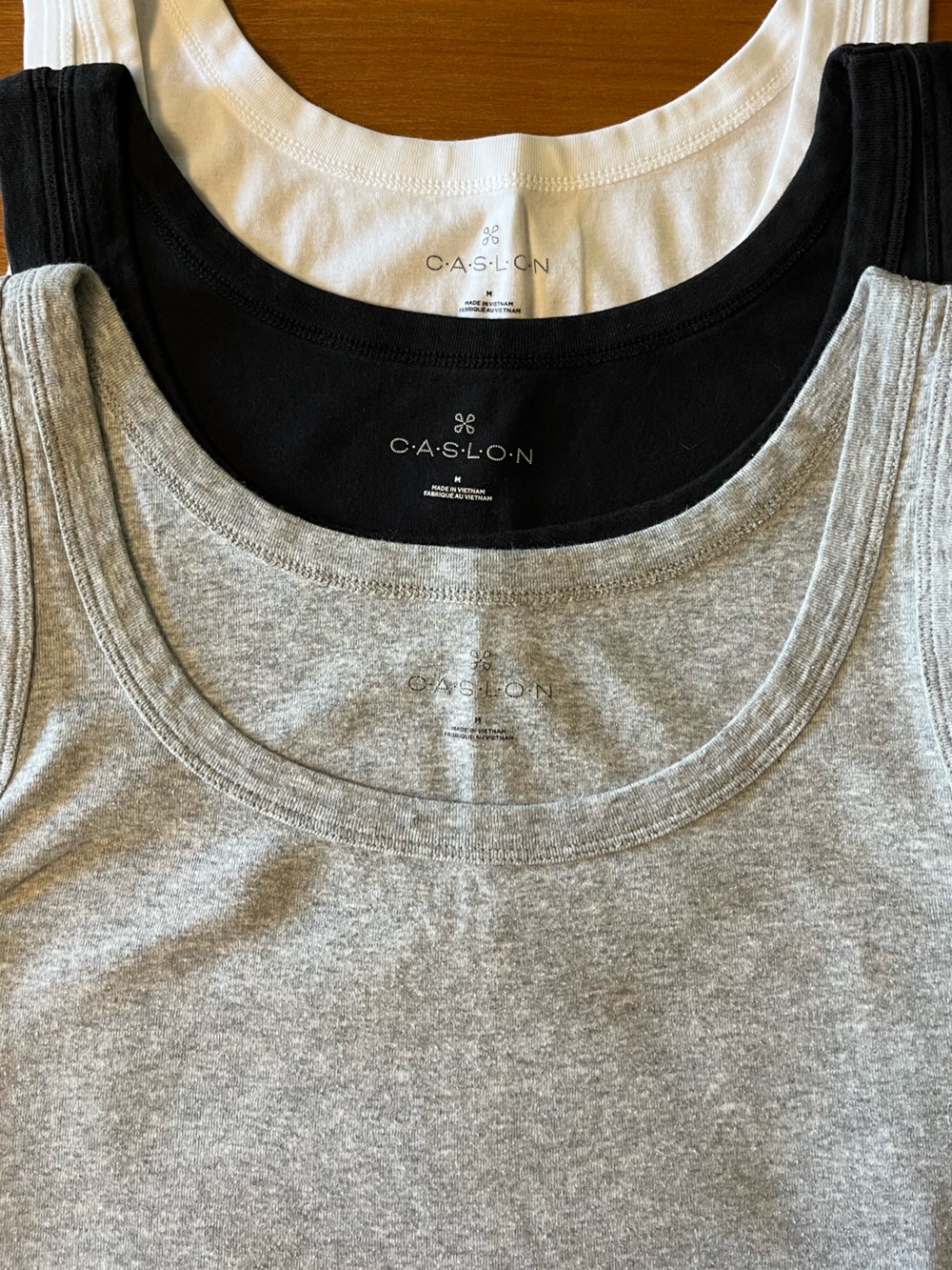 Caslon | 3-Pc Cotton Tank Top Lot | Black White Gray | Size M